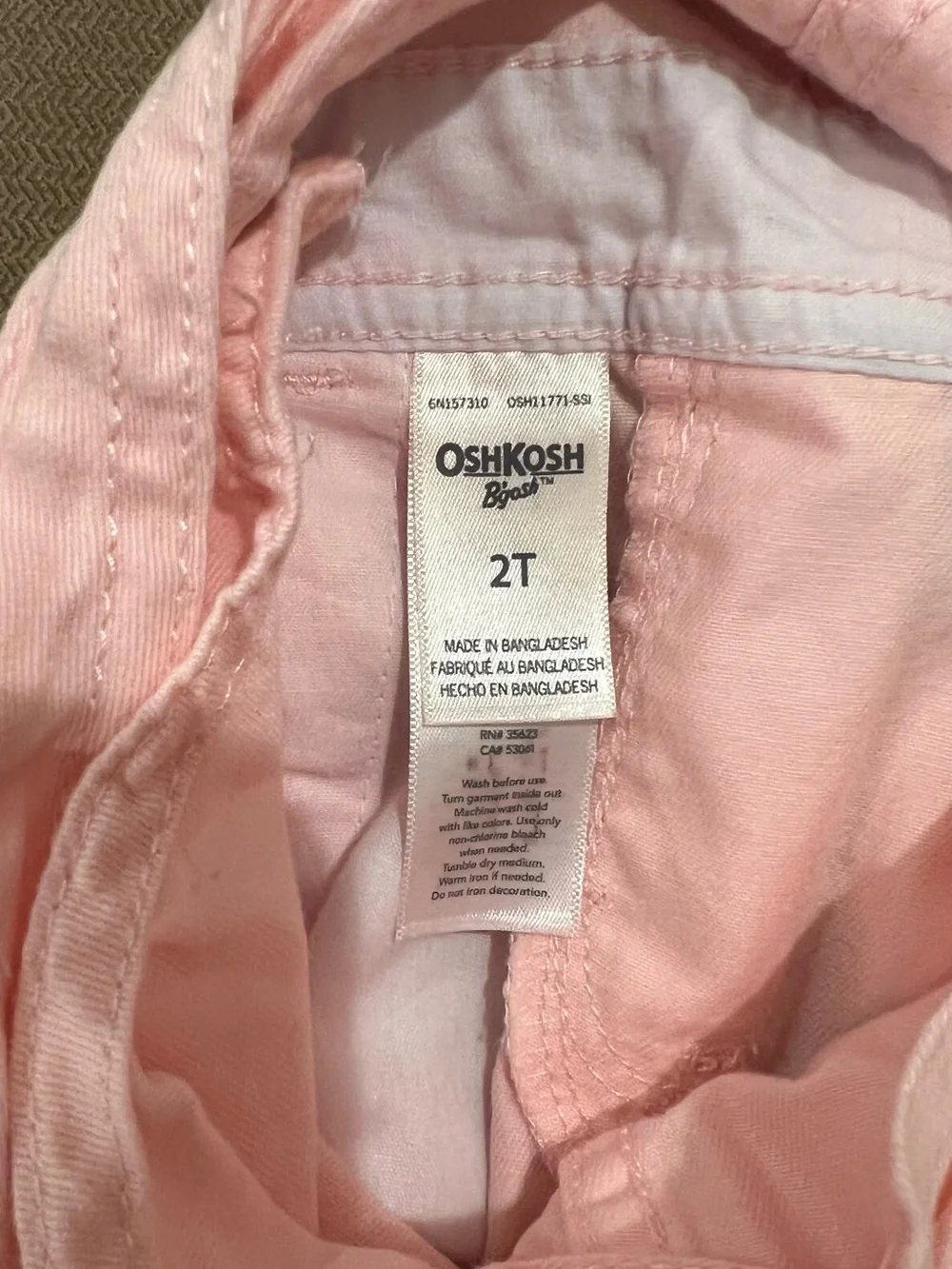 OshKosh B'gosh Light Pink Heart Short Overalls